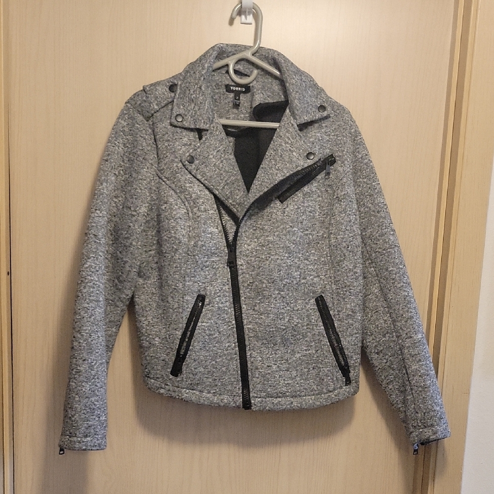 Torrid Gray Knit Faux Moto Jacket
